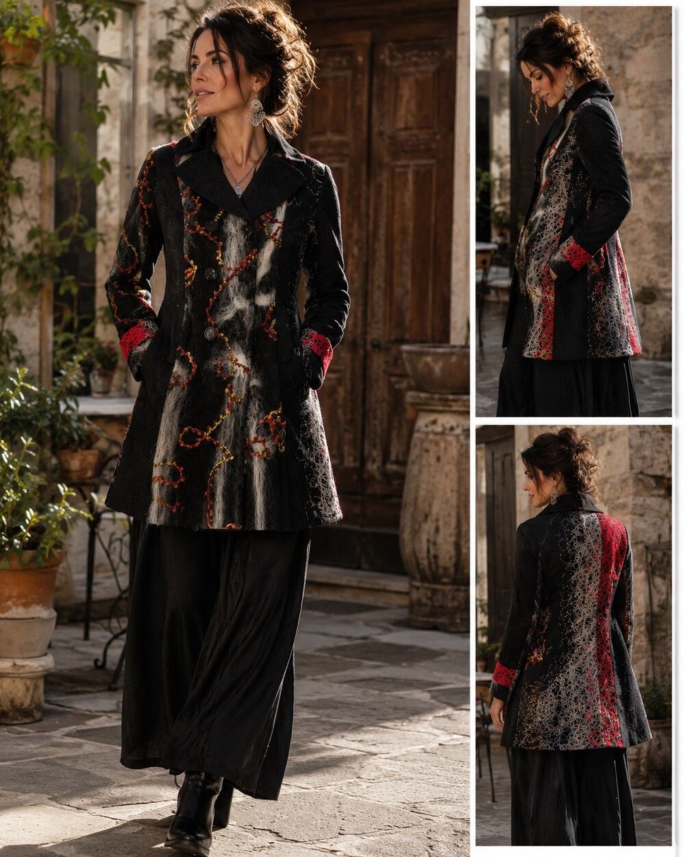 Rare Wearable Art Lagenlook Boho Textured Jacquard Statement Coat Jacket Medium